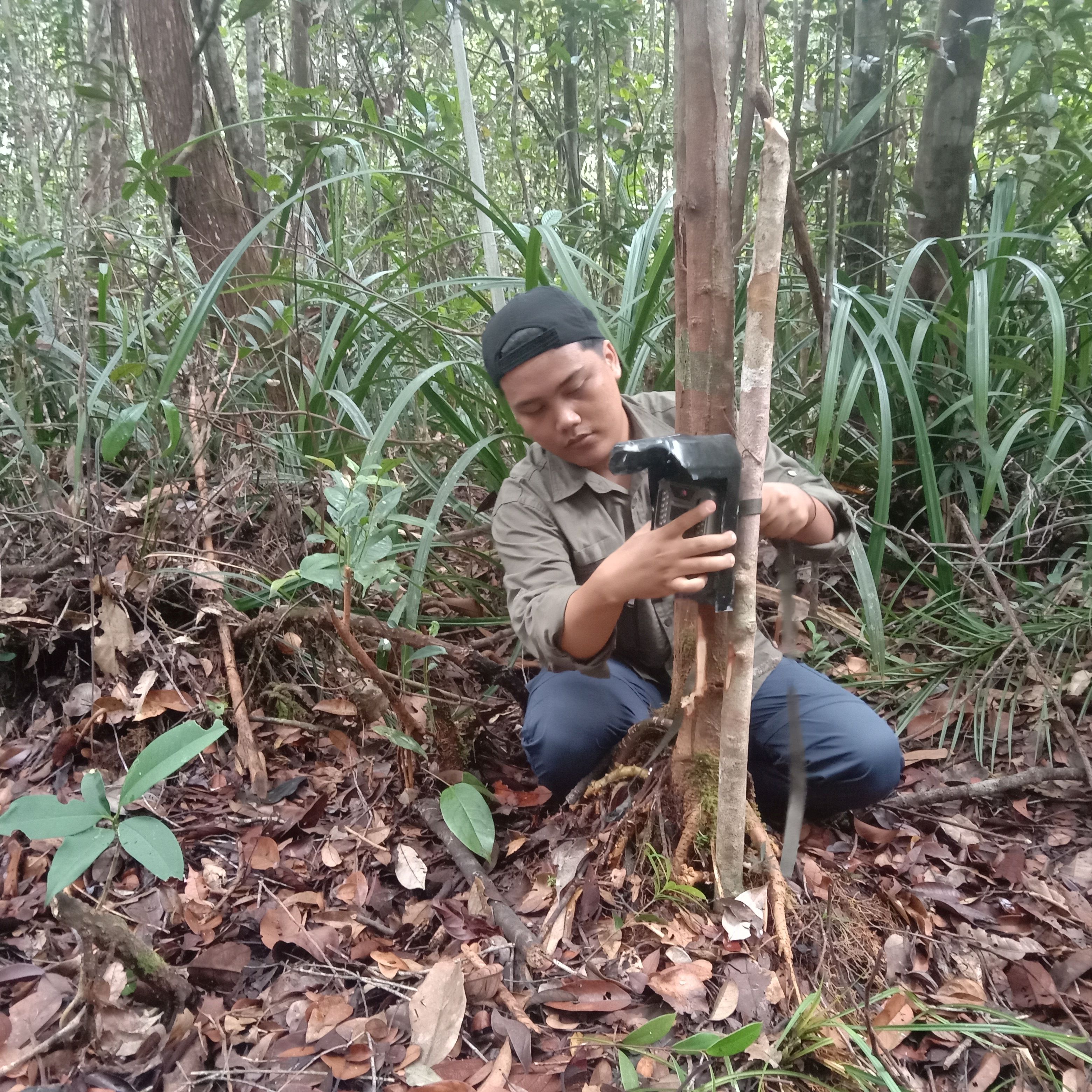 Dimas inspects camera trap